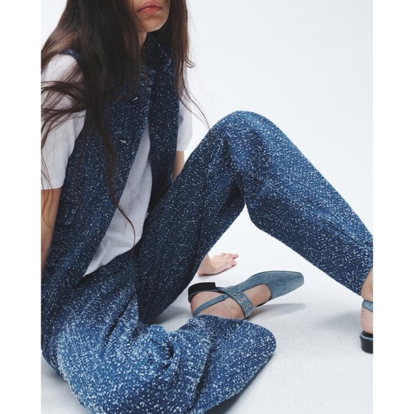 NWT Rag & Bone Logan Wide Leg Mid Rise Jeans Indigo Tweed Blue - Picture 13 of 13